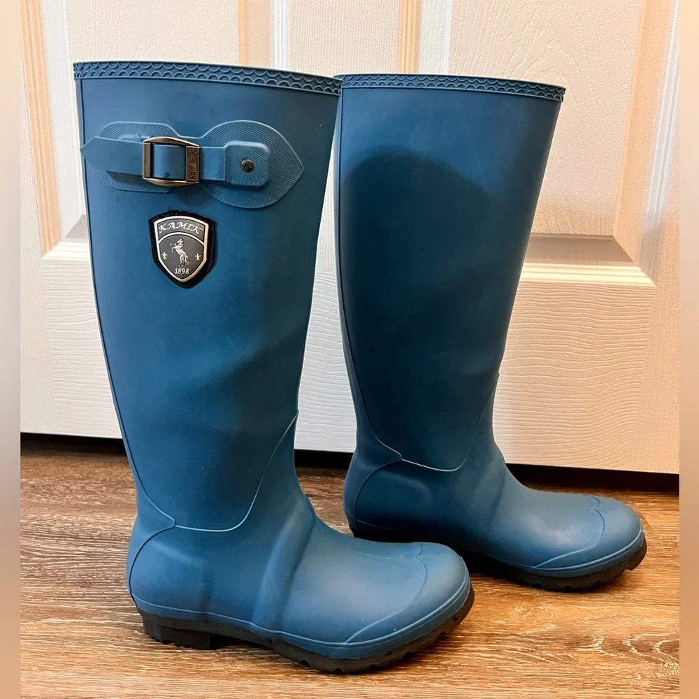 Kamik Jennifer Waterproof Tall Blue Rain Boots, Women’s Size 8 - Picture 1 of 7